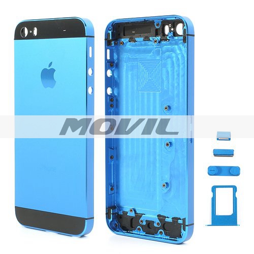 High Quality Full Housing Faceplates w Buttons SIM Card Tray for iPhone 5s - Black  Dark Blue
